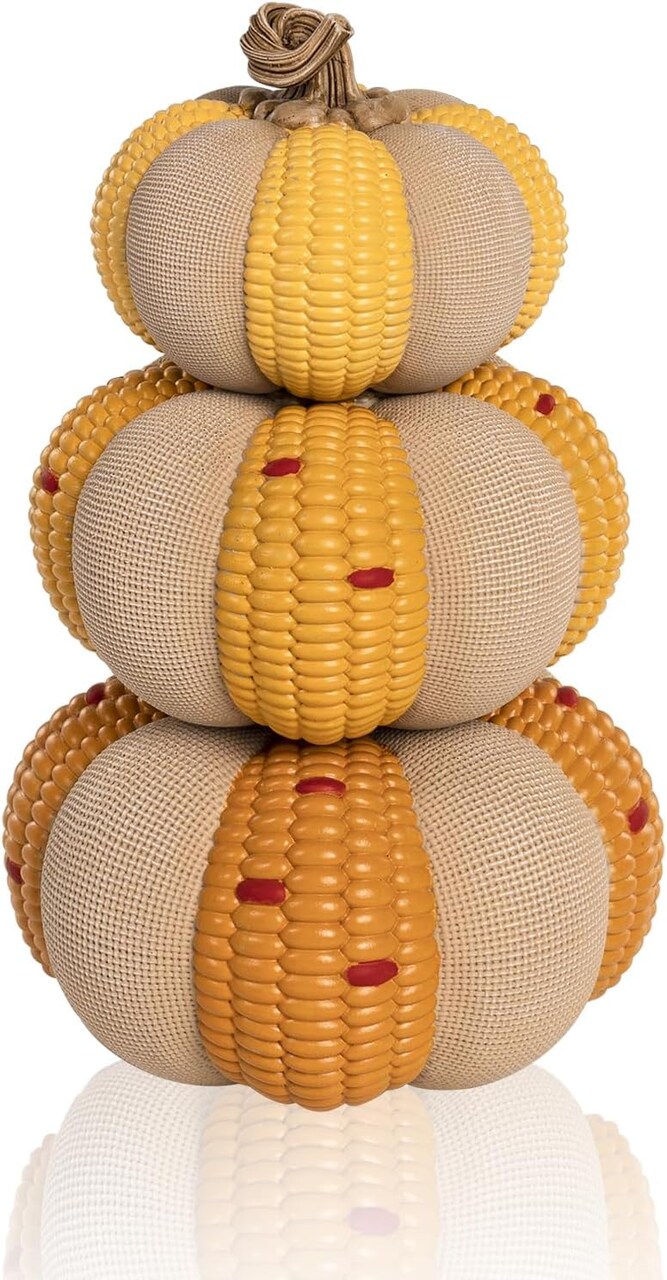 Set of 3 Decorative Stackable Pumpkins, Fall Harvest Thanksgiving Pumpkin Decorating